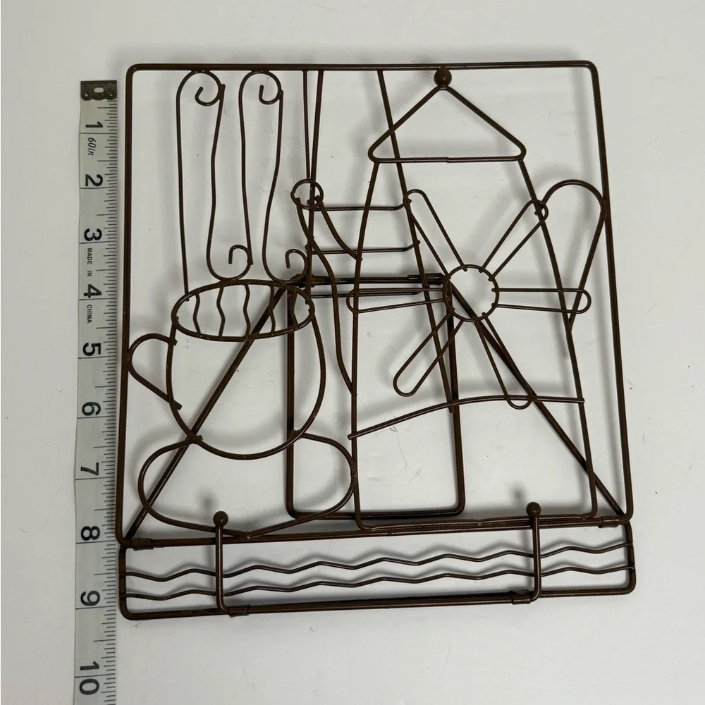 Adorable Tea Motif Brown Metal Cookboook Stand